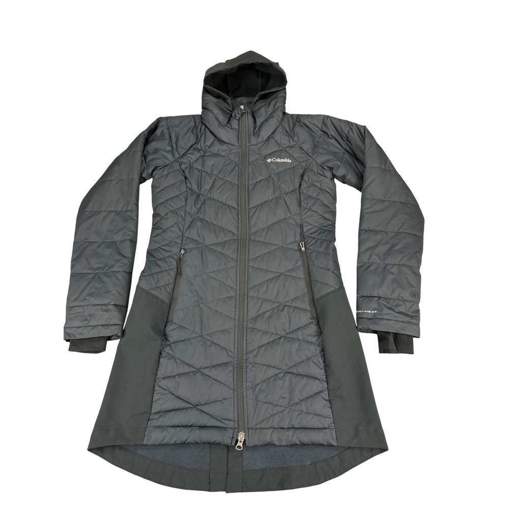 Columbia Womens Omni-Heat Insulated Long Hooded Jacket Black Small WK0231